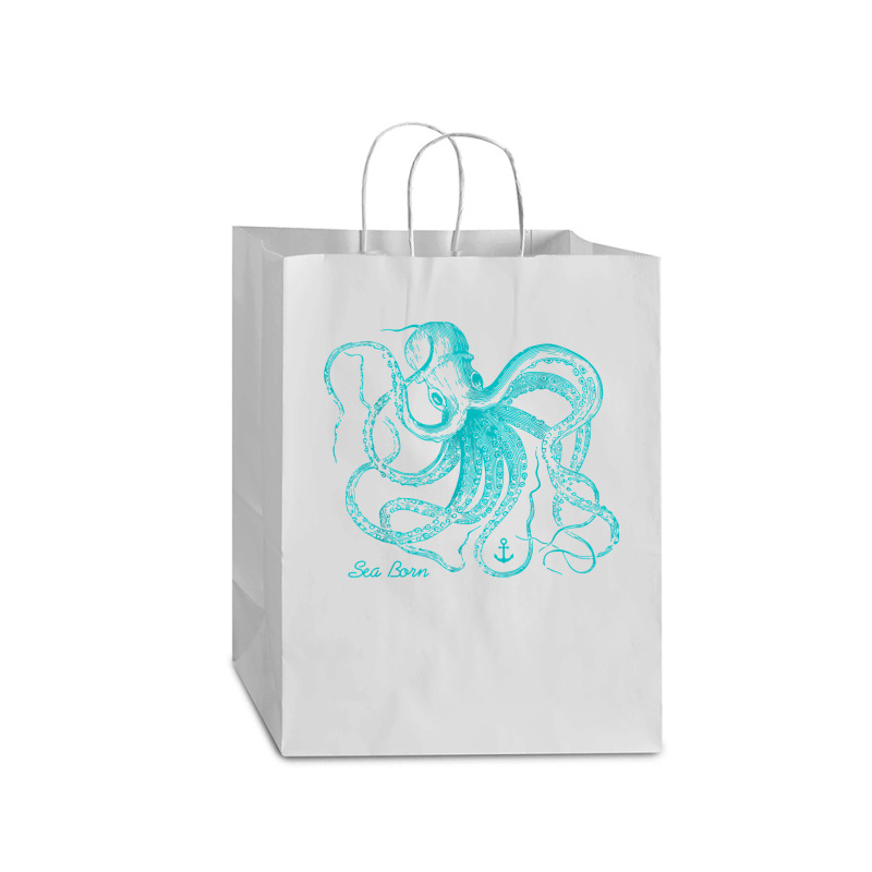 Octopus Cool Vintage Marine Biologist Ocean Sea Life 4 Mart Paper Bag -13 X 7 X 17 | Artistshot