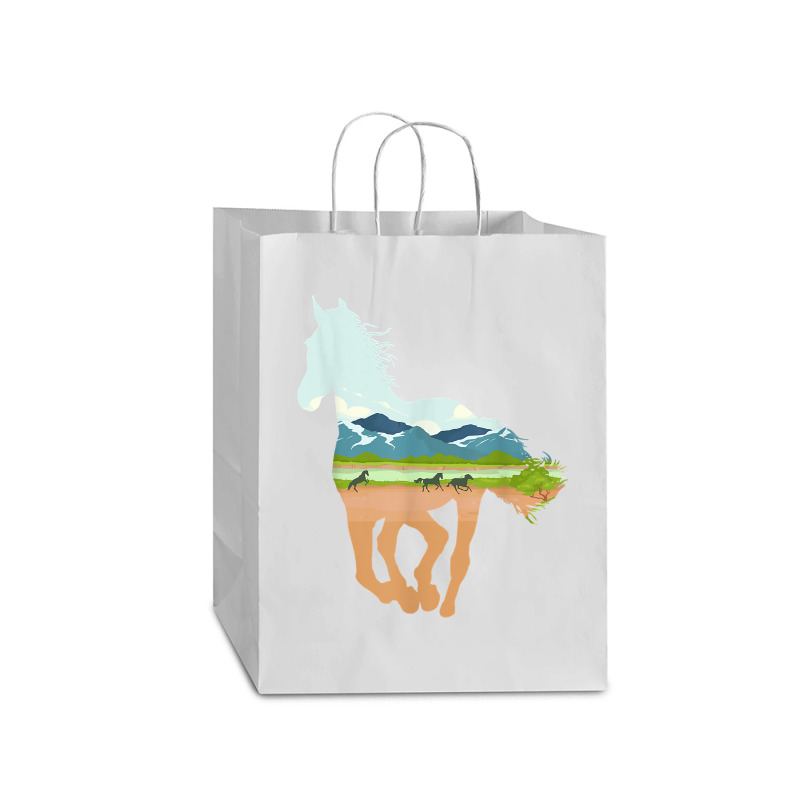 Horse Print With Landscape Horse Lover, Animal Horse Mart Paper Bag -13 X 7 X 17 | Artistshot