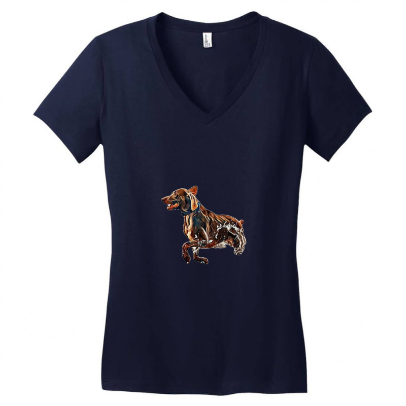 A Brown Dog Running In The Oc Women's V-Neck T-Shirt by Kemnabi | Artistshot