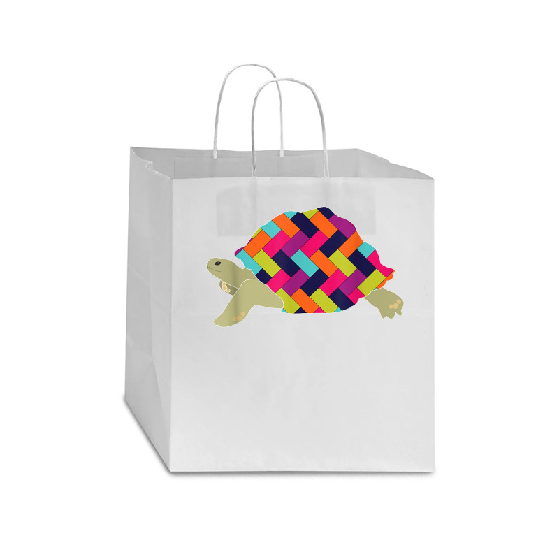 Geometric Tortoise T Shirt. Herringbone Turtle Shirt. Star Paper Bag - 13 X 7 X 13 | Artistshot