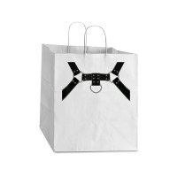 Black Leather Harness Print Bsdm Kink Gay Leather Pride T Shirt Take Out Paper Bag - 14 X 10 X 15 1/2 | Artistshot