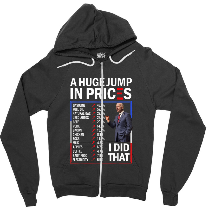 Funny A Huge Jump In Prices I Did That Anti Joe Biden Meme Zipper Hoodie by Vivu991 | Artistshot