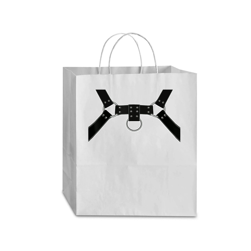 Black Leather Harness Print Bsdm Kink Gay Leather Pride T Shirt Traveler Paper Bag -13 X 6 X 15 3/4 | Artistshot