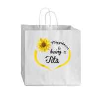 Womens Tita Gift Happiness Is Being A Tita Raglan Baseball Tee Vogue Paper Bag - 16 X 6 X 12 | Artistshot