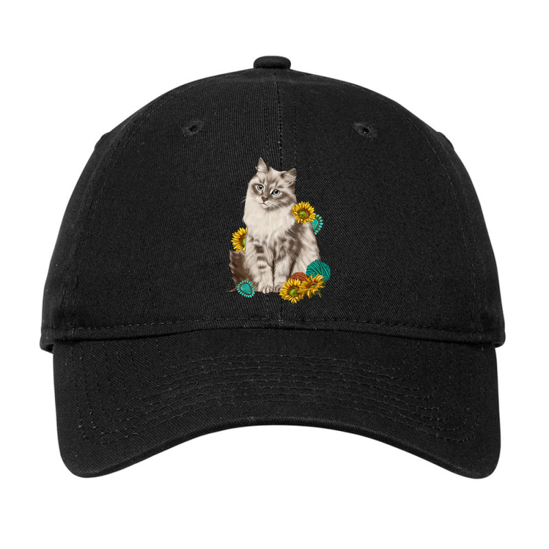 Siberian Cat Sunflower And Gemstone Adjustable Cap by texasbilliewilder | Artistshot