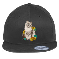 Siberian Cat Sunflower And Gemstone Flat Bill Snapback Cap | Artistshot