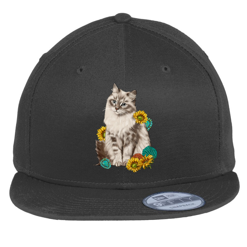 Siberian Cat Sunflower And Gemstone Flat Bill Snapback Cap by texasbilliewilder | Artistshot