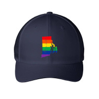 Rhode Island Rainbow Flag Map Gay Pride Lesbian Lgbt Mesh Cap | Artistshot