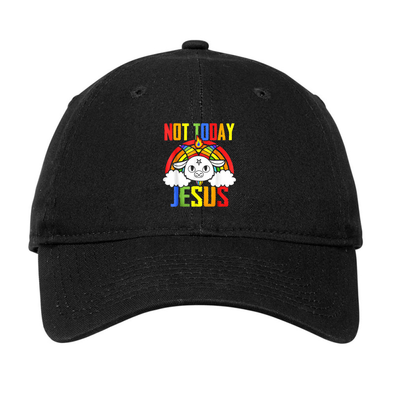 Not Today Jesus Unicorn Satan Goat Satanic Rainbow Satanism Adjustable Cap by Yuh2105 | Artistshot