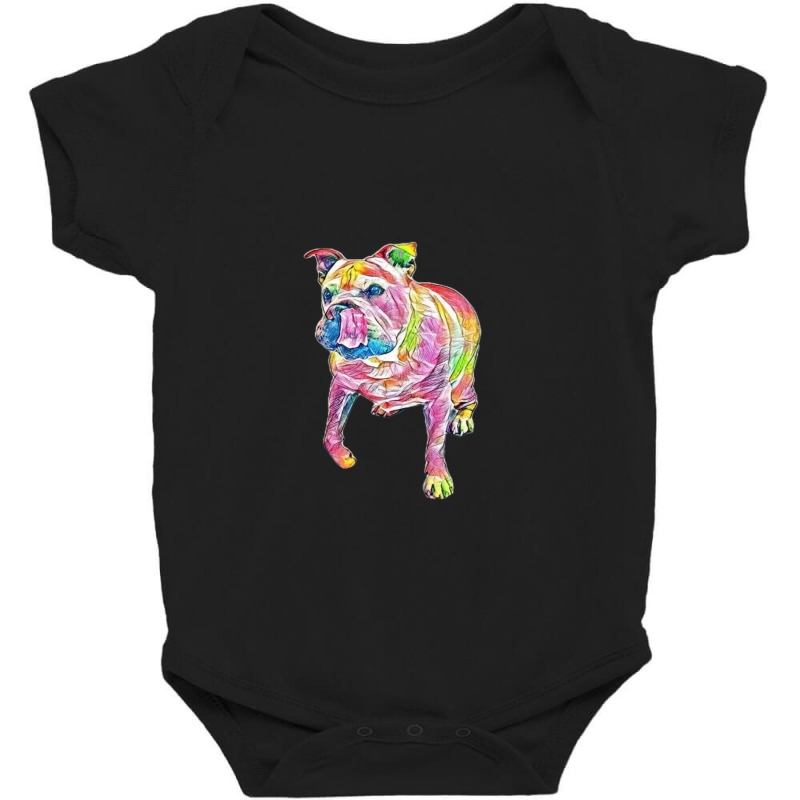 A Cute English Bulldog And Ch Baby Bodysuit by Kemnabi | Artistshot