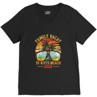 Vintage Family Vacation 2022 Lost Paradise St Kitts Beach V-neck Tee | Artistshot