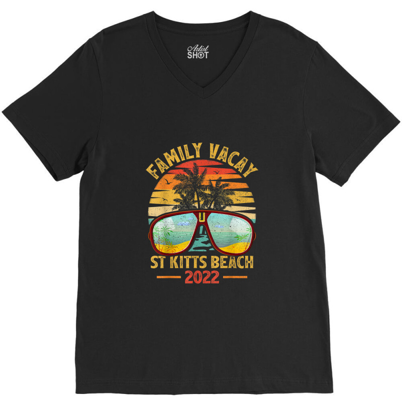 Vintage Family Vacation 2022 Lost Paradise St Kitts Beach V-Neck Tee by Tiktify | Artistshot