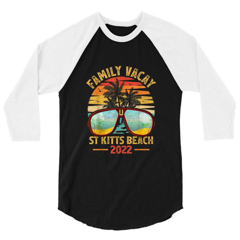 Vintage Family Vacation 2022 Lost Paradise St Kitts Beach 3/4 Sleeve Shirt by Tiktify | Artistshot