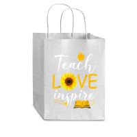 Teacher T  Shirt Teach Love And Inspire Shirt   Teacher Sunflower T  S Cub Paper Bag - 8 X 4 1/2 X 10 1/4 | Artistshot