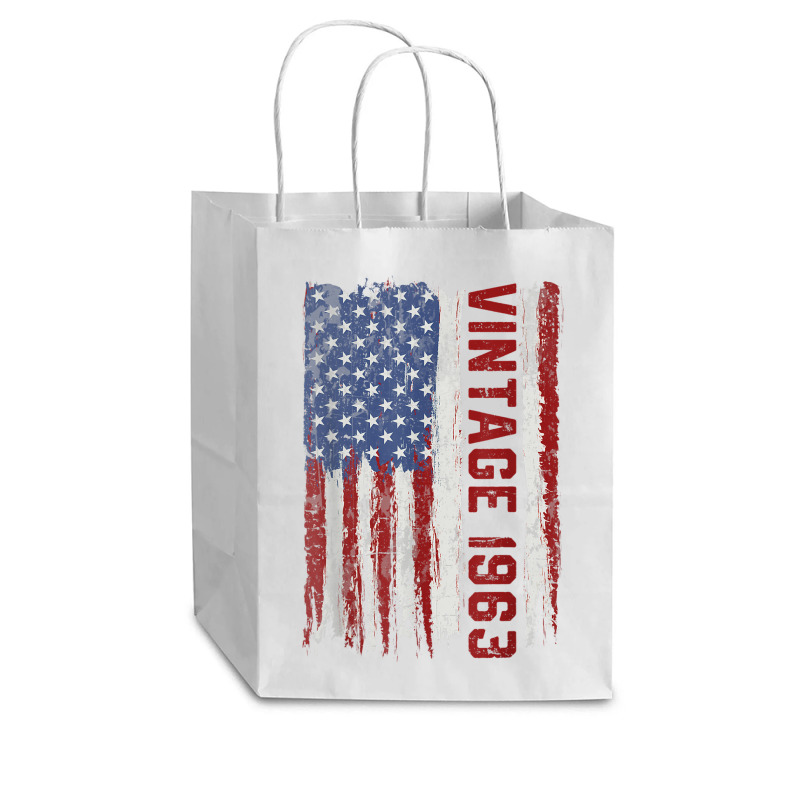 Vintage 1963 Usa American Flag 60 Years Old 60th Birthday Cub Paper Bag - 8 X 4 1/2 X 10 1/4 | Artistshot