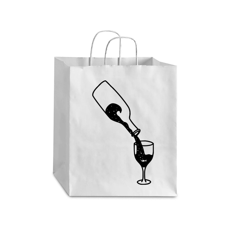 Wine Glass T  Shirt Wine Bottle Red Wine Fish Ocean Funny Gift T  Shir Debie Paper Bag - 10 X 5 X 13 | Artistshot