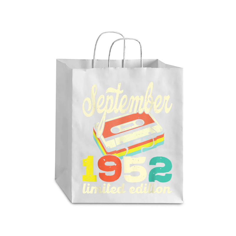 70th Birthday September 1952 Retro Cassette Limited Edition Debie Paper Bag - 10 X 5 X 13 | Artistshot