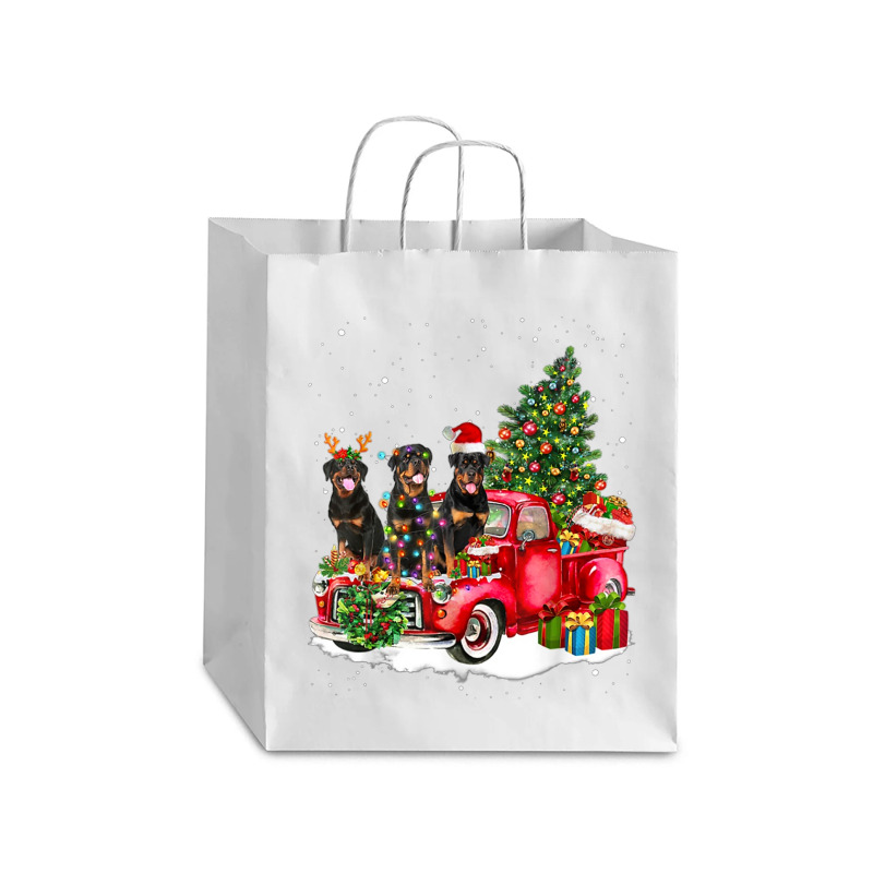 3 Rottweiler Truck Christmas Light Tree Reindeer Santa Xmas Debie Paper Bag - 10 X 5 X 13 | Artistshot