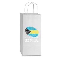 It's In My Dna Bahamian Gifts Fingerprint Proud Bahamas Flag Double Wine Paper Bag - 6 1/2 X 3 1/2 X 12 3/8 | Artistshot