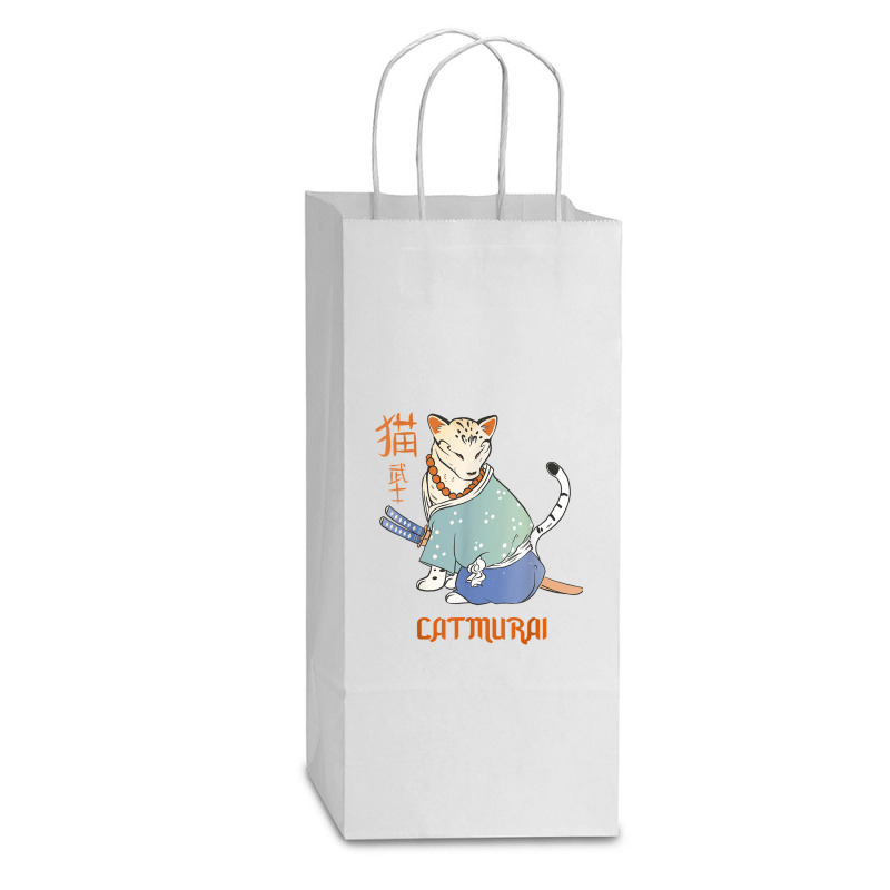 Cat Samurai Catmurai Japanese Warrior Funny Cats With Katana Double Wine Paper Bag - 6 1/2 X 3 1/2 X 12 3/8 | Artistshot