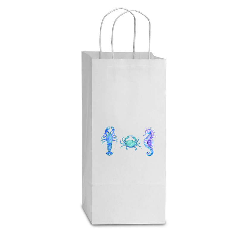 Crustaceancore Ocean Blush Crustacean Lobster Crab Seahorse Double Wine Paper Bag - 6 1/2 X 3 1/2 X 12 3/8 | Artistshot