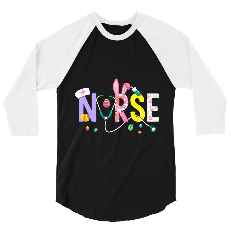 Nurse Cute Bunny Ear Stethoscope Syringe Happy Easter Premium 3/4 Sleeve Shirt | Artistshot