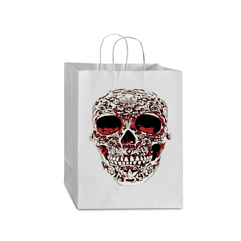 Skull T  Shirt Big Carved Red And White Skeleton Skull Head T  Shirt Mart Paper Bag -13 X 7 X 17 | Artistshot