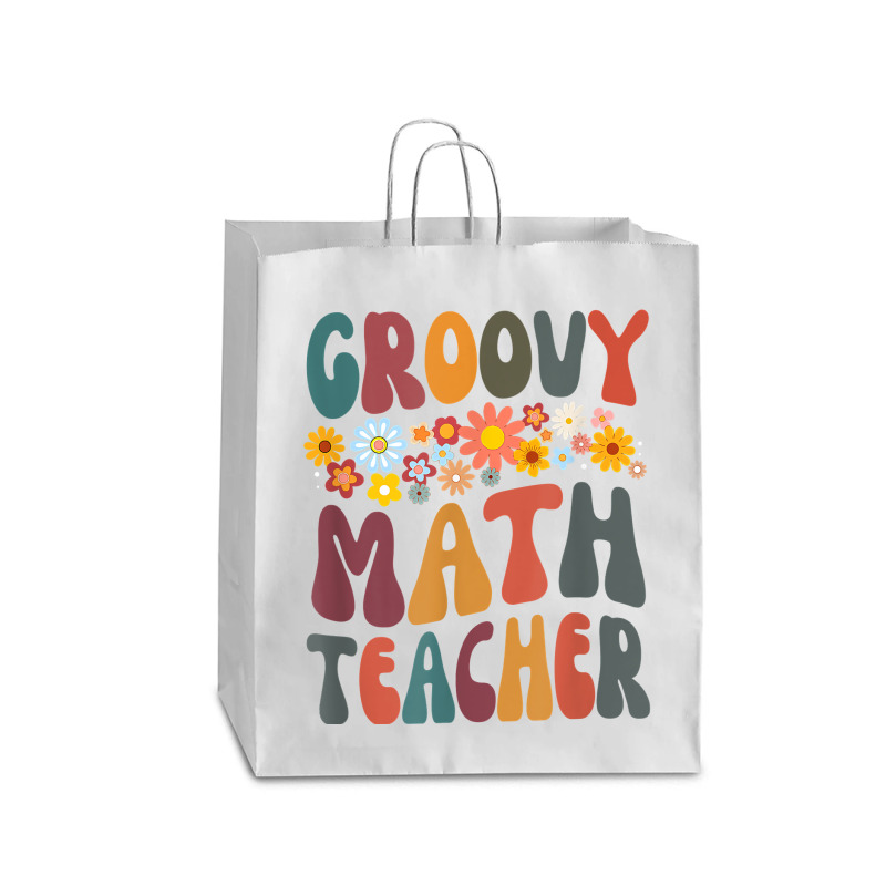 Floral Retro Groovy Math Teacher Matching Student Subject Mens Best Queen Paper Bag - 16 X 6 X 19 1/4 | Artistshot