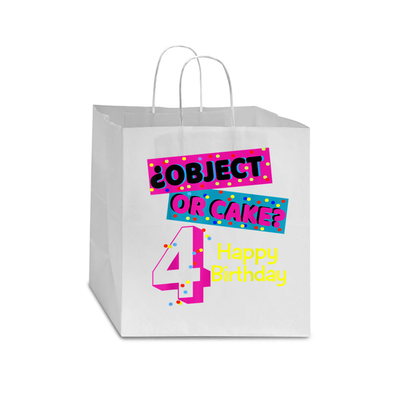 Object Or Cake Happy Birthday 4 Family Celebrate Confetti T Shirt Star Paper Bag - 13 X 7 X 13 | Artistshot