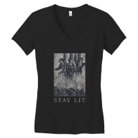 Occult Stay Lit Satan Devil Hell Unholy Antichrist Witch Women's V-neck T-shirt | Artistshot