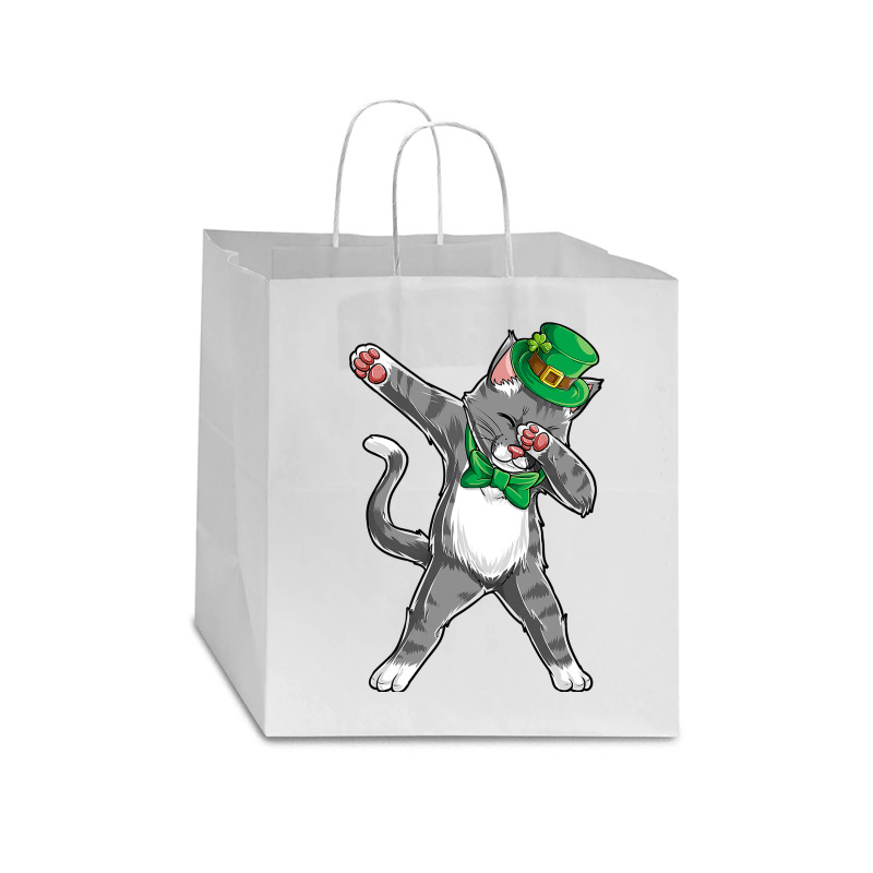 Dabbing Cat St Patricks Day Boys Girls Kids Leprechaun Dab Star Paper Bag - 13 X 7 X 13 | Artistshot