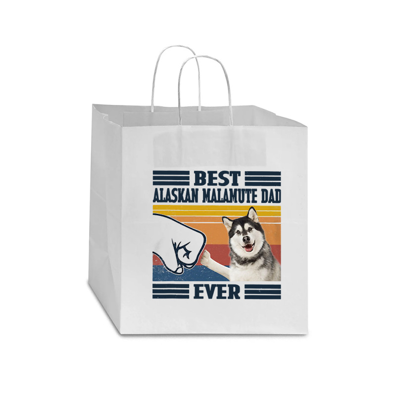 Best Alaskan Malamute Dad Ever Shirt Vintage Father Day T-shirt Star Paper Bag - 13 X 7 X 13 | Artistshot