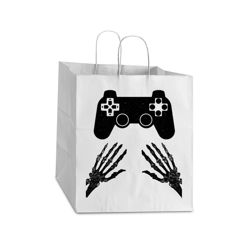 Funny Gamer Halloween Spooky Skeleton Hands Gift Kids Boys Girls Teens Take Out Paper Bag - 14 X 10 X 15 1/2 | Artistshot