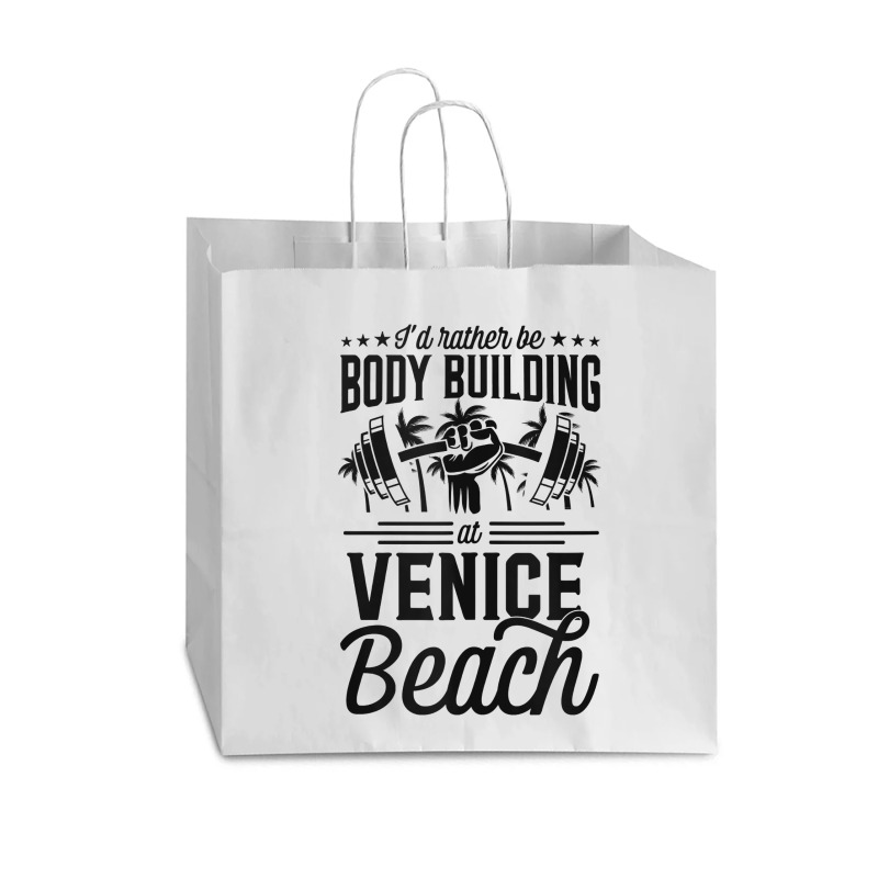 I'd Rather Be Body Building At Venice Weight Lifting Tank Top Vogue Paper Bag - 16 X 6 X 12 | Artistshot