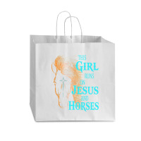 Christian This Girl Runs On Jesus   Horses Equestrian Rider Vogue Paper Bag - 16 X 6 X 12 | Artistshot