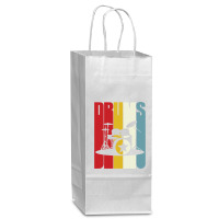 Retro Drums Drummer Gift Idea S S Vintage Wine Paper Bag - 5 1/2 X 3 1/4 X 13 | Artistshot