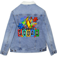 Softball Support Squad Autism Unisex Sherpa-lined Denim Jacket | Artistshot