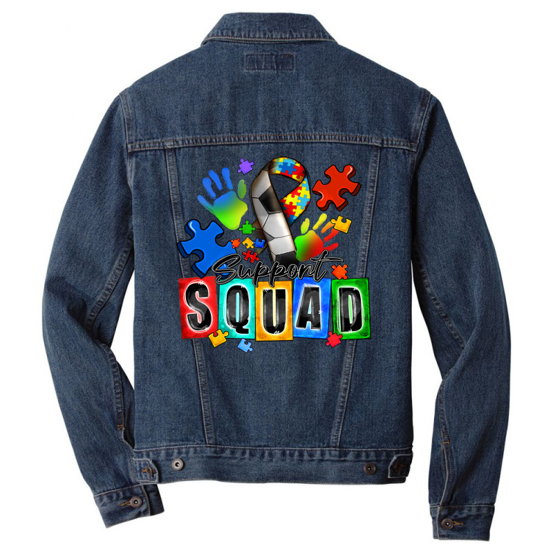 Soccer Support Squad Autism Men Denim Jacket | Artistshot