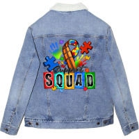 Basketball Support Squad Autism Unisex Sherpa-lined Denim Jacket | Artistshot