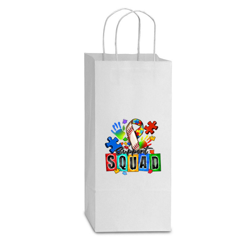 Baseball Support Squad Autism Double Wine Paper Bag - 6 1/2 X 3 1/2 X 12 3/8 | Artistshot