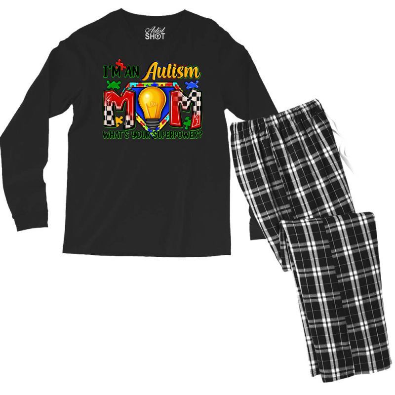 I'm An Autism Mom What's Your Superpower Men's Long Sleeve Pajama Set | Artistshot