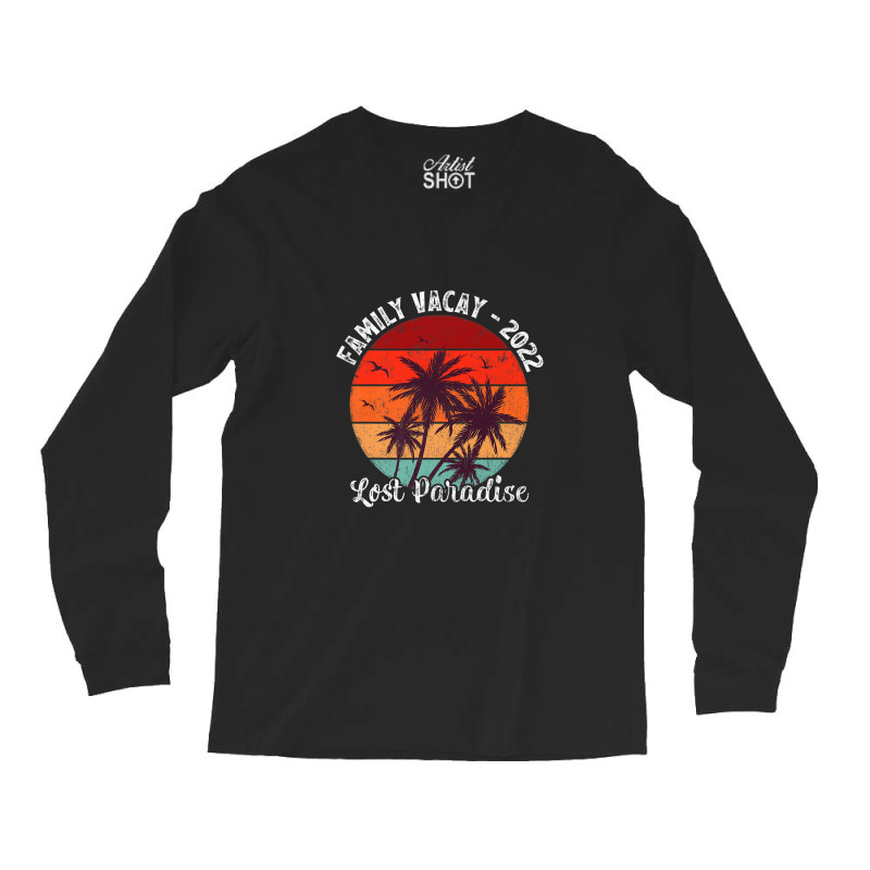 Vintage Palm Tree Family Vacation 2022 Lost Paradise Beach Premium Long Sleeve Shirts by Tiktify | Artistshot