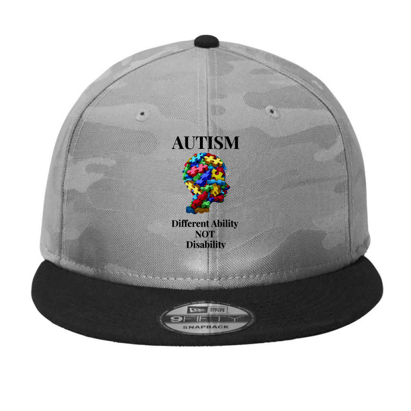 Autism Puzzle Autistic Different Ability Not Disability Autistic Camo Snapback by golferu | Artistshot