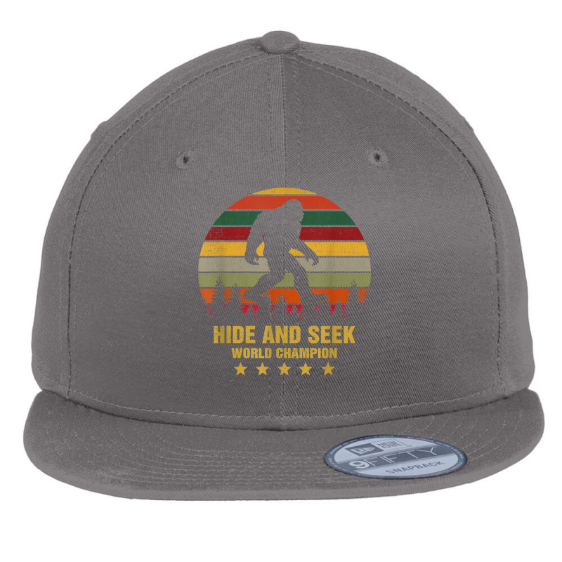 Hide And Seek World Champion Shirt Bigfoot Is Real Funny T Shirt Flat Bill Snapback Cap by adrienskradski | Artistshot