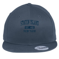 Staten Island New York Ny Vintage Sports Design Navy Print T Shirt Flat Bill Snapback Cap | Artistshot