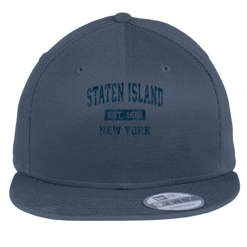 Staten Island New York Ny Vintage Sports Design Navy Print T Shirt Flat Bill Snapback Cap by husserllpr | Artistshot