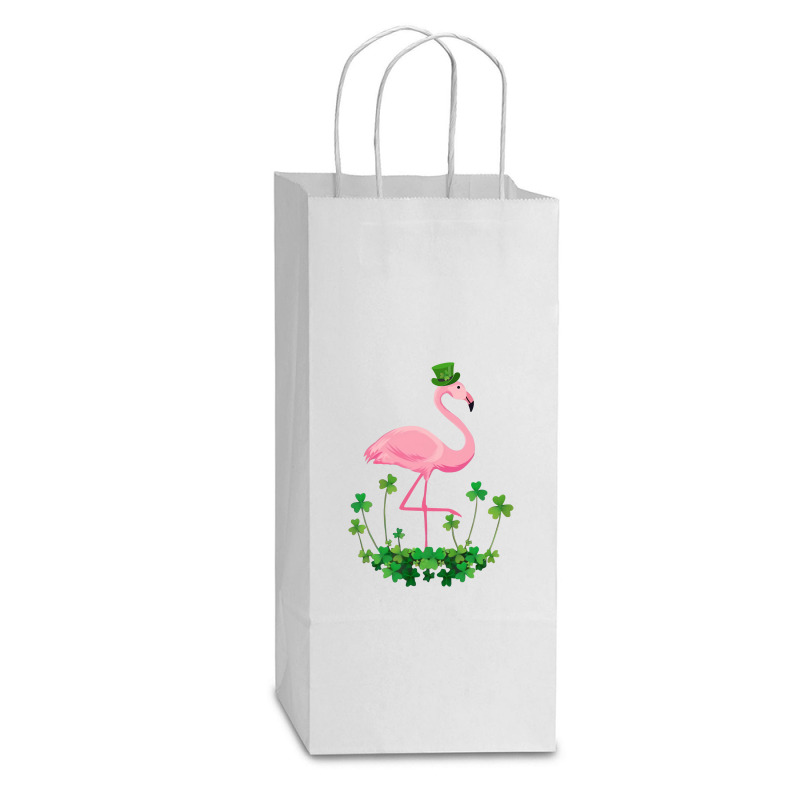 Flamingo Saint Patricks Day Gift Irish Clover Flamingo Lover Double Wine Paper Bag - 6 1/2 X 3 1/2 X 12 3/8 | Artistshot