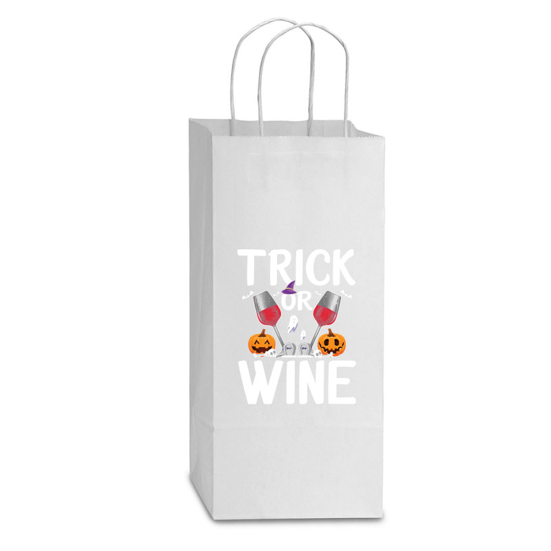 Trick Or Wine Ghost Halloween T  Shirt Trick Or Wine Ghost T Shirt Fun Double Wine Paper Bag - 6 1/2 X 3 1/2 X 12 3/8 | Artistshot