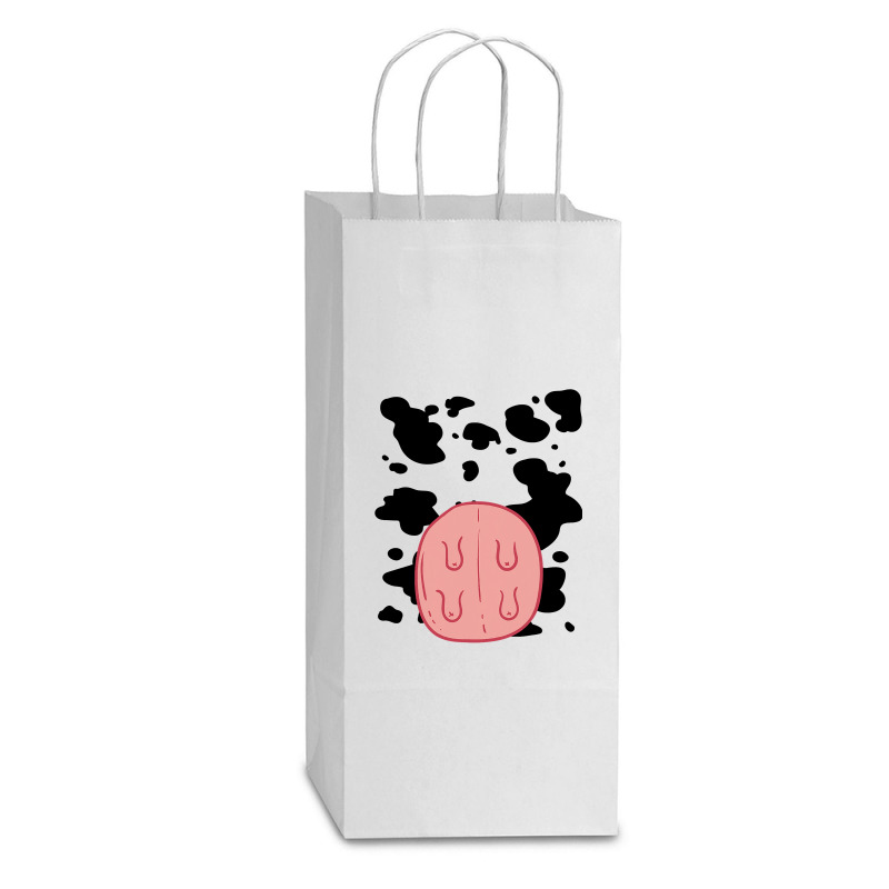 Cow Udder Pattern Funny Lazy Diy Costume Easy Halloween Double Wine Paper Bag - 6 1/2 X 3 1/2 X 12 3/8 | Artistshot