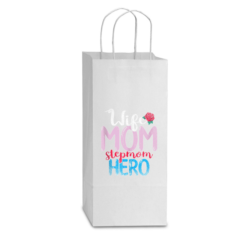 Family Mommy Wife Mom Stepmom Hero Mothers Day Rose Step Mom Tank Top Double Wine Paper Bag - 6 1/2 X 3 1/2 X 12 3/8 | Artistshot